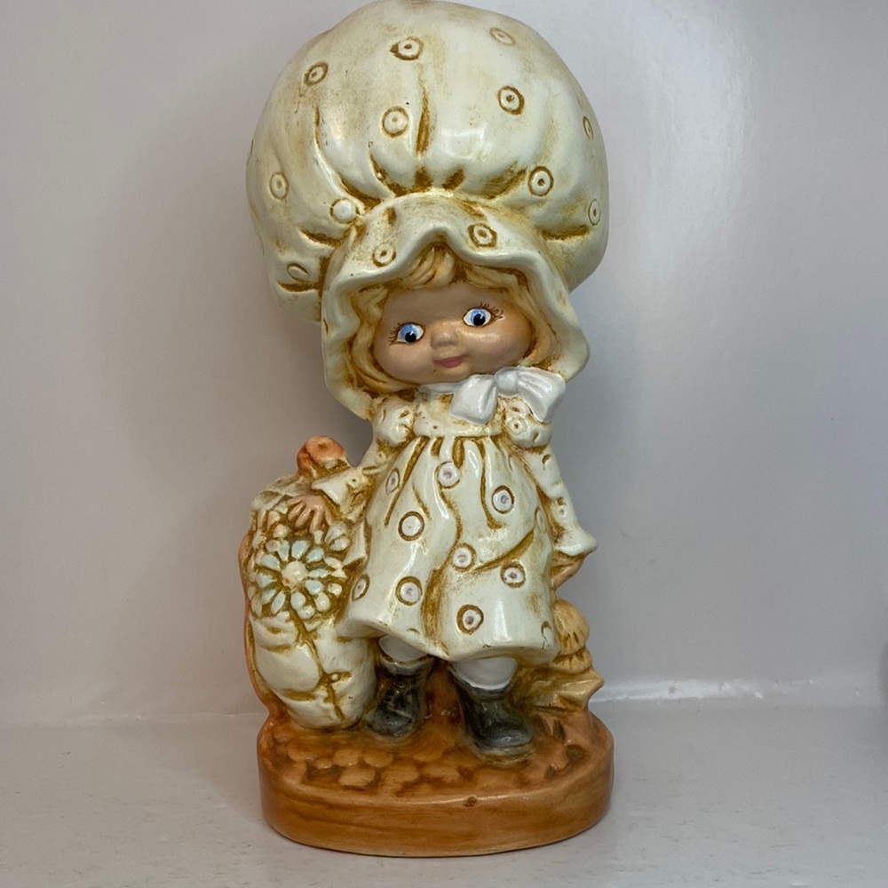 Vintage Holly Hobbie inspired Ceramic Hand Painted Figurine 1980’s